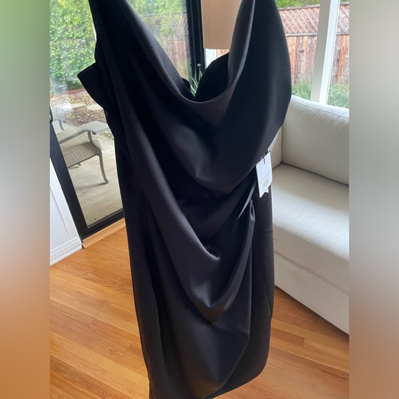 NWT Laundry by Shelli Segal black satin cowl neck dress - Picture 5 of 7